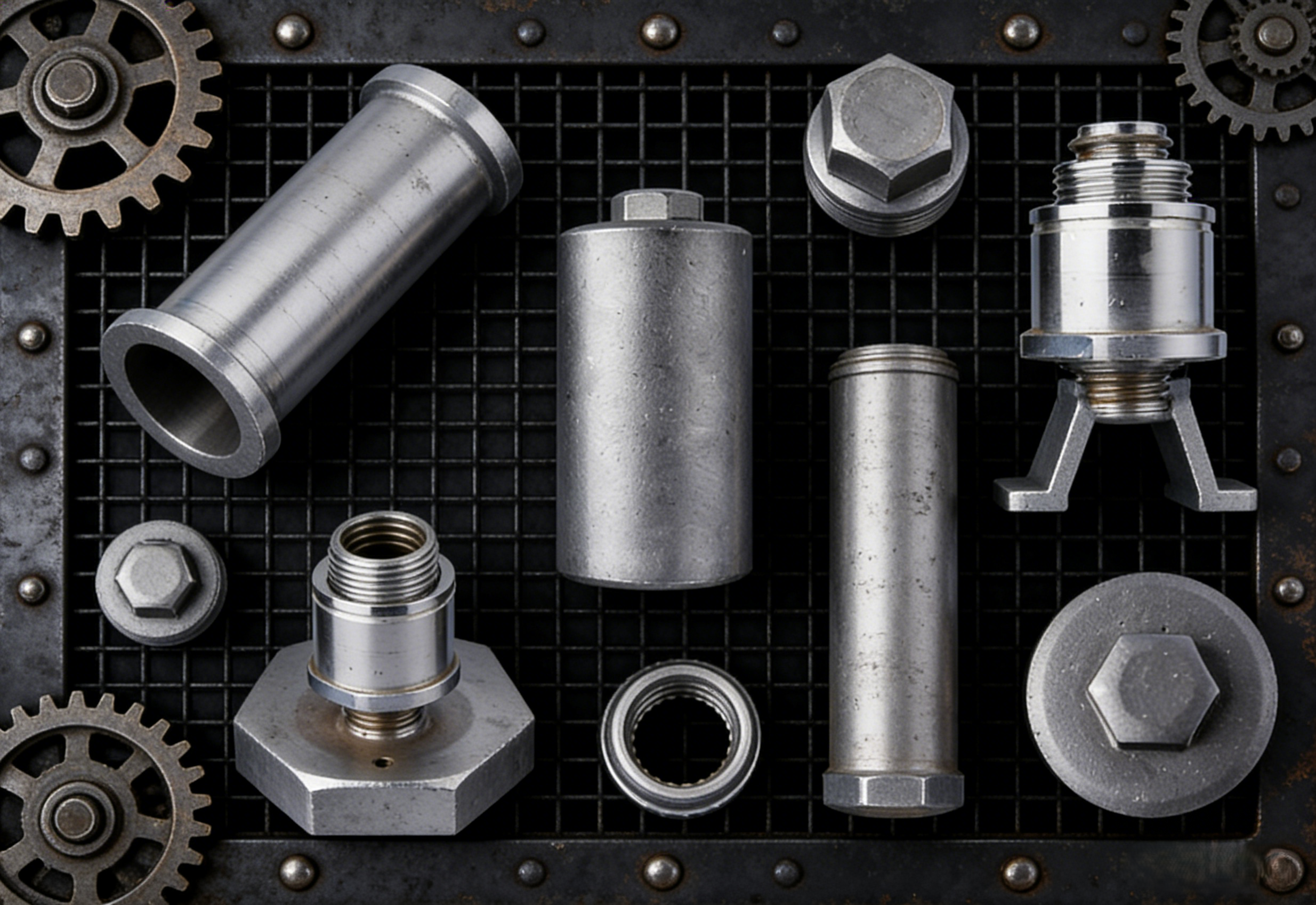 异形零件产品展示,多种形状的金属零件,表面处理精细,尺寸精确,展现复杂零件加工能力